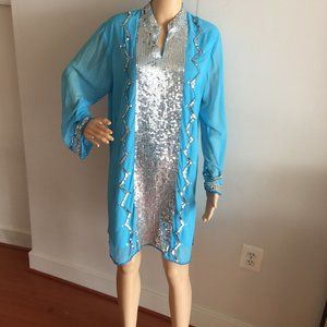 Sequined Chiffon Tunic with lined bodice
